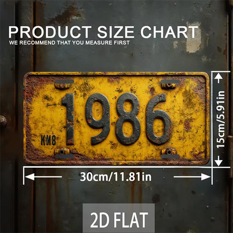

Vintage Distressed Yellow License Plate Style Aluminum Metal Sign Retro Nostalgic Wall Art Decor for Home Garage Man Cave 15x30cm(5.9x7.8inch)