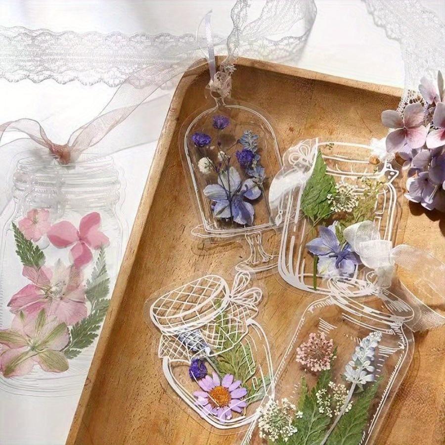 Dried Flower Bookmark Set Handmade Diy Material Embossed Transparent Bottle Specimen Spring Memorial Gift Creative Handmade Bookmark for Students