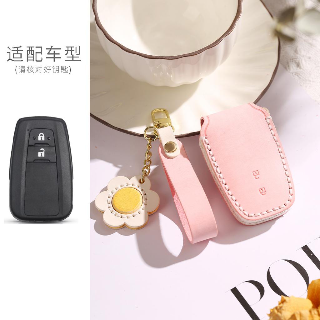 Pure Handmade Leather Key Cover For Toyota Asian Dragon Camry Sena Corolla Fog Wax Vegetable Tanned Cowhide