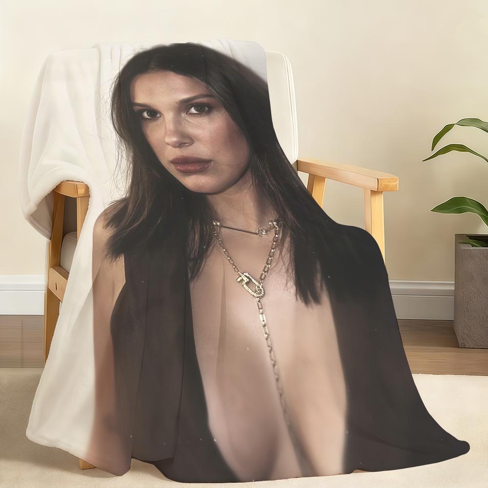 Attore M-Millie B-Bobby B-Brown Coperta Morbida Plaid per Casa Camera da Letto Letto Divano Picnic Viaggio Ufficio Coperta di Riposo Regalo