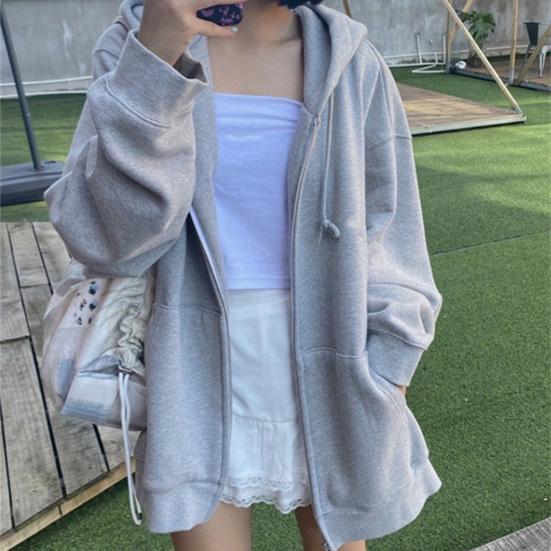 Palton de iarnă pentru femei Cardigan subțire Fermoar cu șnur Culoare uni Păstrați căldura Lungime medie Plus Size Palton de toamnă pentru femei Îmbrăcăminte pentru femei