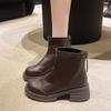 Autumn and winter new platform Martin boots women's 2025 Korean version Korean version medium heel thick heel short boots medium tube boots knight boo