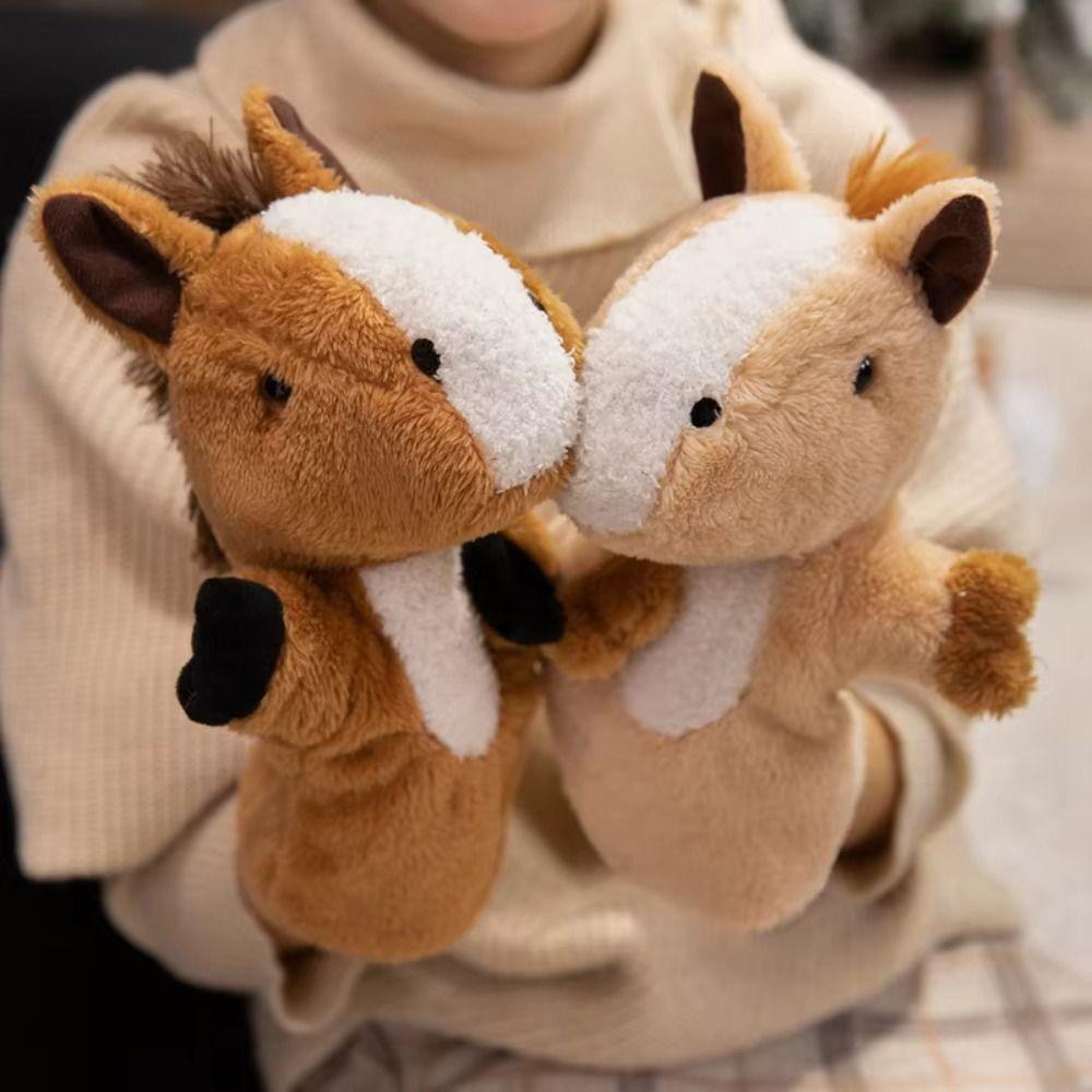 Storytelling Hand Finger Story Puppet Soft Stuffed Plush Horse Toys  Kid Gift