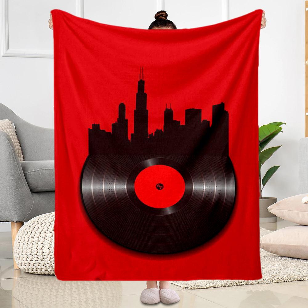 Love Records Blanket Soft Warm Cozy Suitable for Office Chair Couch Office Four Seasons Multipurpose Modern Style Gifts For Family Or Friends