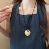 Hanging Neck Long Leather Necklace Love Heart Korean Sweater Chain  Women