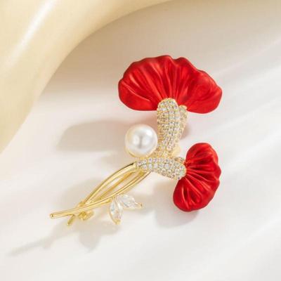 Luxuriöse Rote Blumenbroschen für Damen Einzigartige Blumennadeln Lässige Party Schmuck Dekor Zubehör Muttertagsgeschenke