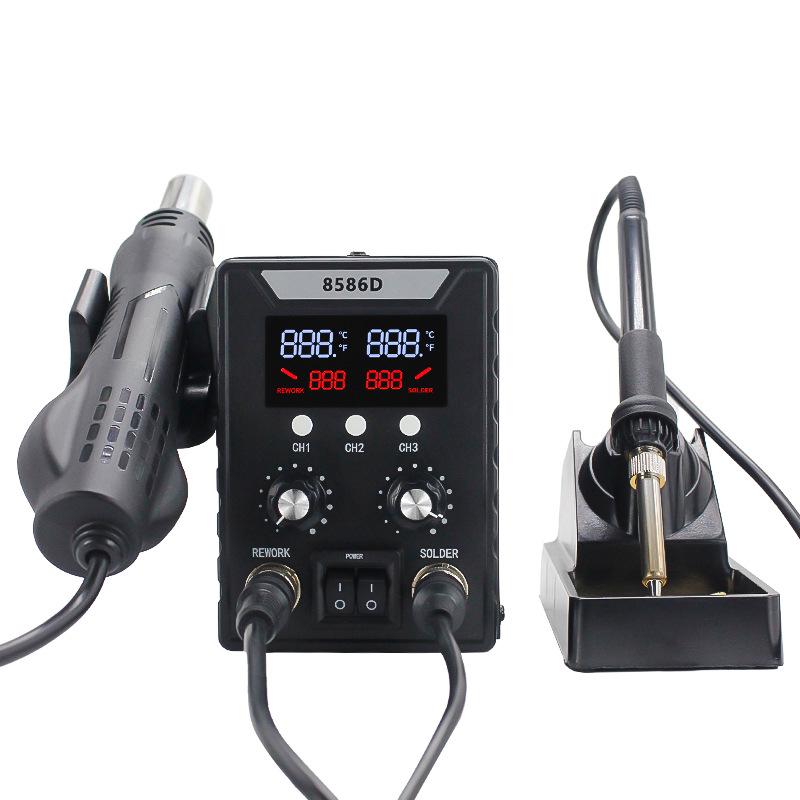 8586D Dual-Function Soldering Station: High-Power Hot Air & Electric Iron for Constant Temperature Desoldering & Mobile Repair.