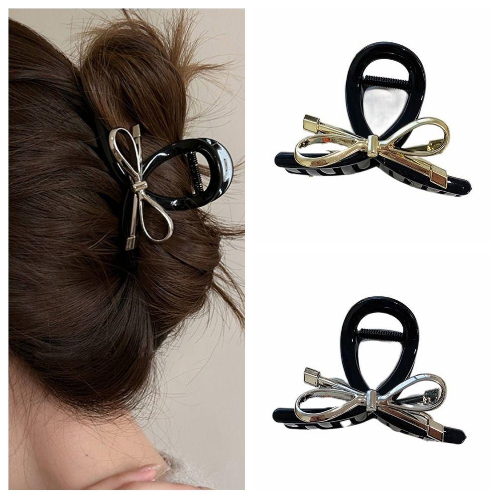 Korean Style Metal Bow Claw Clip Ins Bow Crab Clip Simple Bow Hair Claw  Party