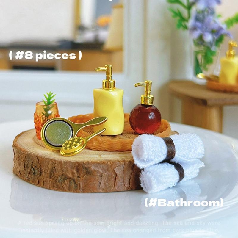 Creative Miniature Bathroom Toiletries Set Resin Figure Doll House Accessories With Fine Detail For Scene Decoration