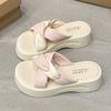 2025 Summer Stepping On Shit Thick-soled Slippers Women's Fashion Heightening New Non-slip Cross Beach Cool Slippers Versatile
