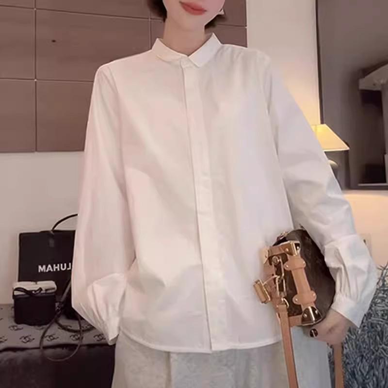 

Women s Korean-Style Loose White Long-Sleeved Shirt – Versatile Lapel Design for Spring/Autumn 2026 L белый