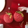 Chenille Hand Towel Cute Persimmon Fruit Super Absorbent Soft Shaggy Hanging Loop Quick Drying Bathroom Kitchen Towel New Year Gift