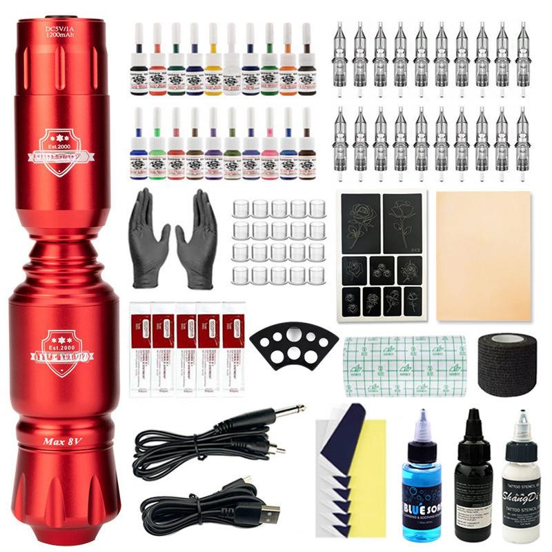 20 Color Tattoo Ink Set Integrated Tattoo Machine Complete Set Rocket Tattoo Pen Tattoo Tool Equipment