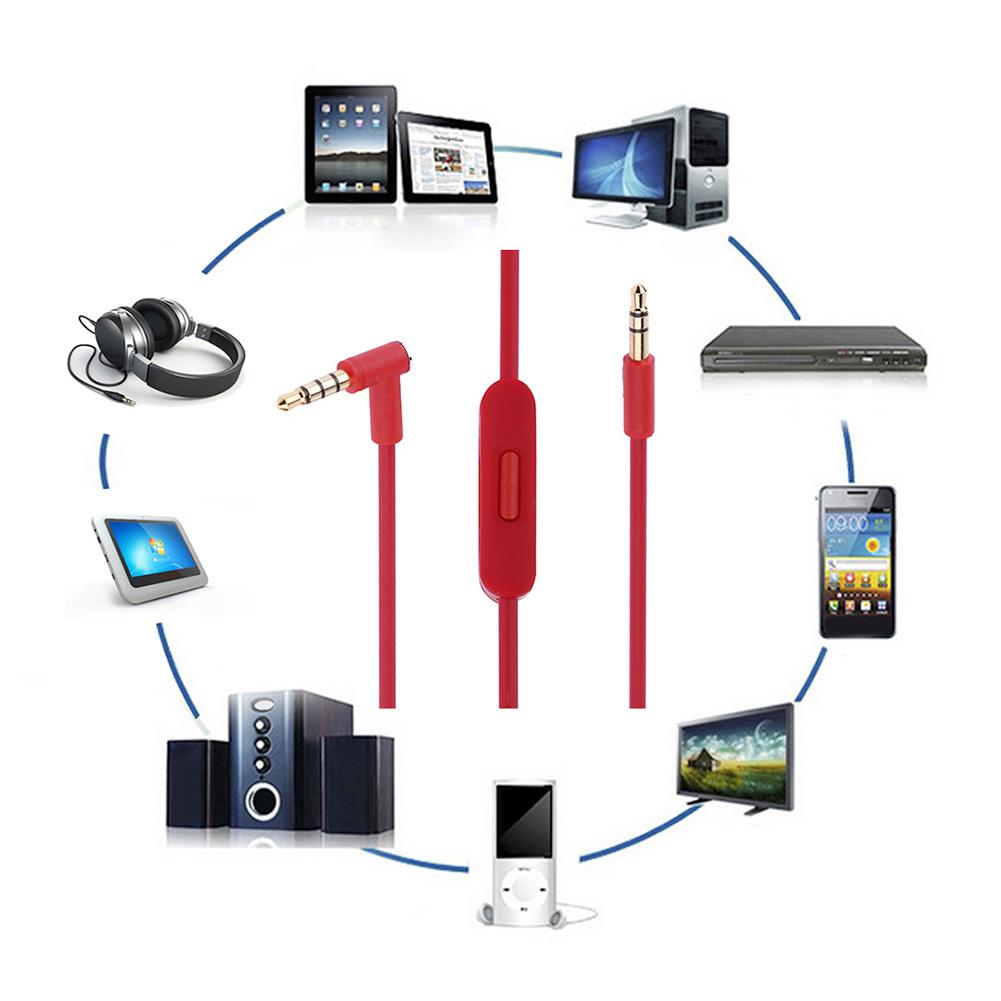 Replacement L Jack Audio Cable Cord Wire Gold-plated Headset Cable 2 Male Heads Earphone Cable for Beats Solo HD Studio Pro Mixr