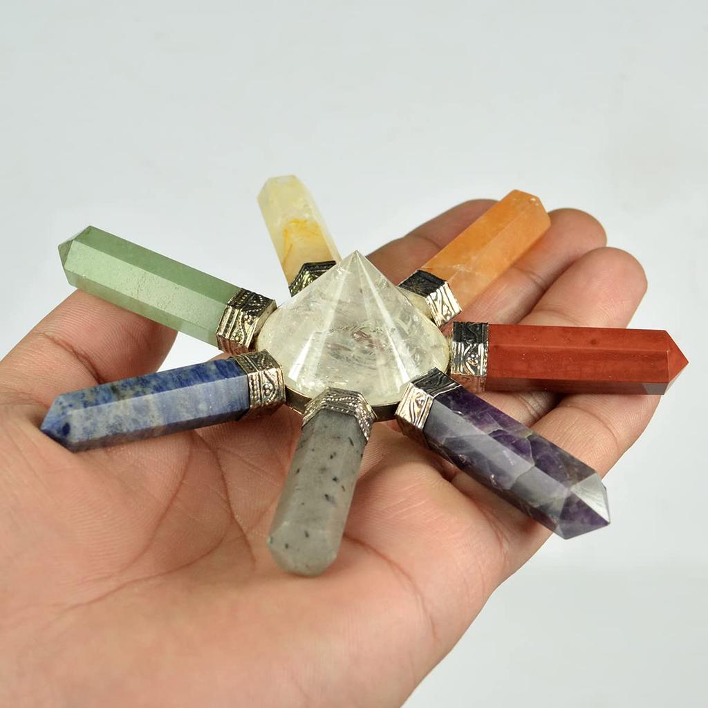 Reiki Crystal Products 7 Chakra Energy Generator 7 Point for Reiki Healing and Meditation, Vastu, Protection, Energy, Amplification, Cleanser Ene
