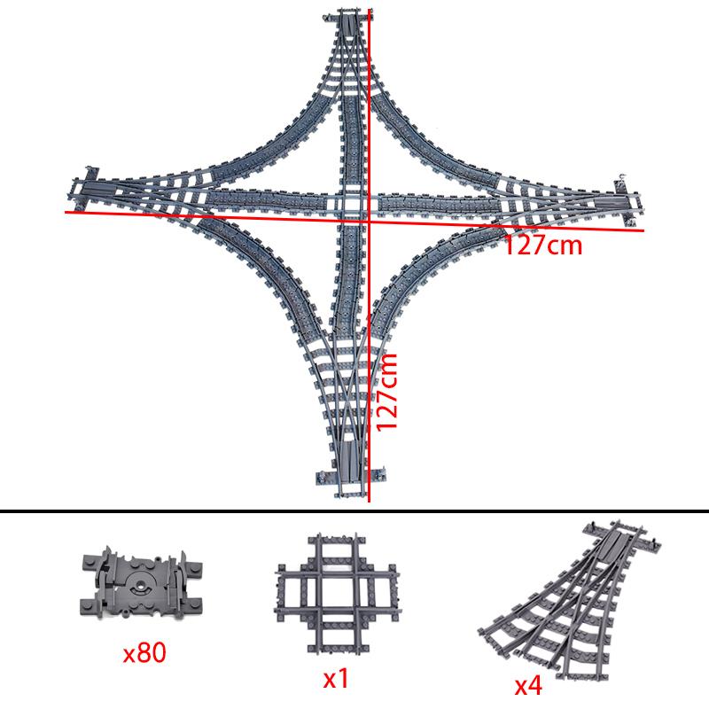 Creative Expert Ideas City Train Single Slip Switch R40 Crossings Rails Tracks Bricks Building Blocks DIY Toys Kids Gift