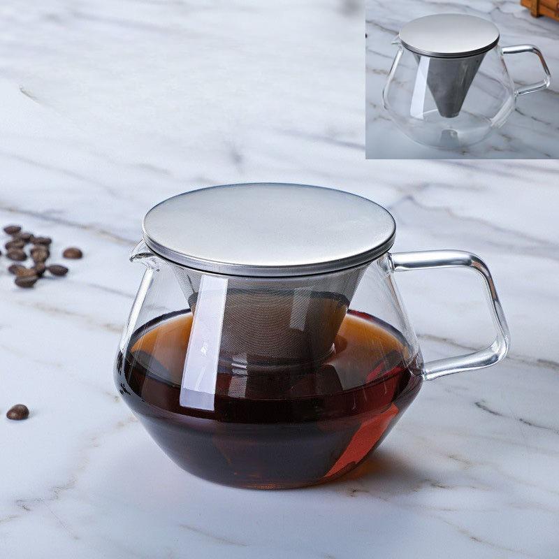 High-temperature resistant glass coffee pot, hand-brewed with scale, sharing pot, thickened heat-resistant filter