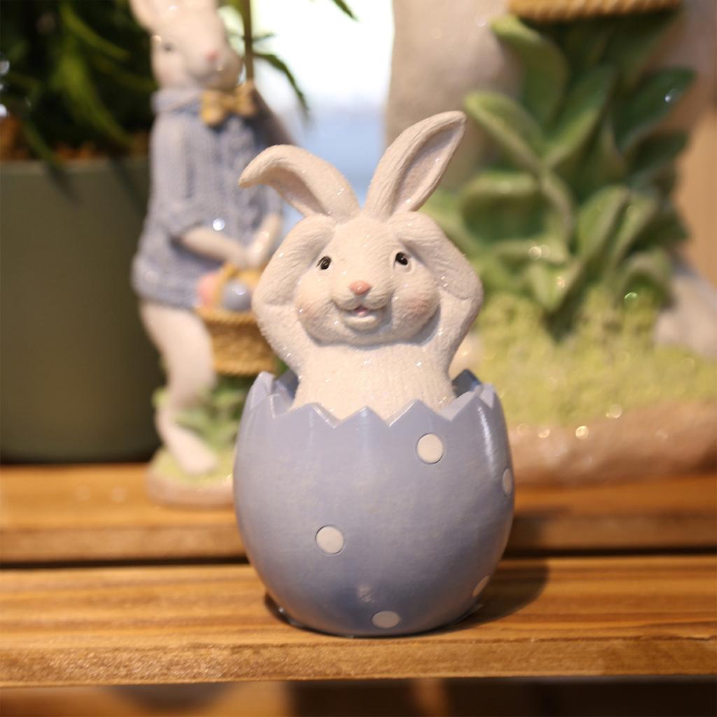 Home Resin Colorful Easter Animals Sitting On Eggshells Desktop Ornaments Cute Family Series.