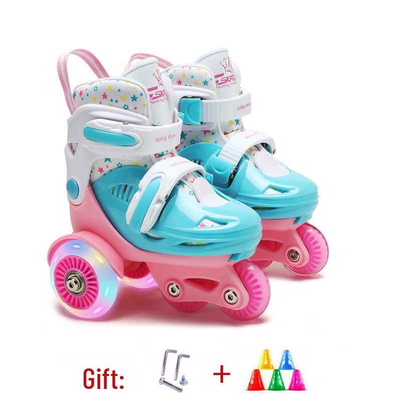 Custom Kids' Beginner Inline Roller Skates with Flashing Double Row Wheels