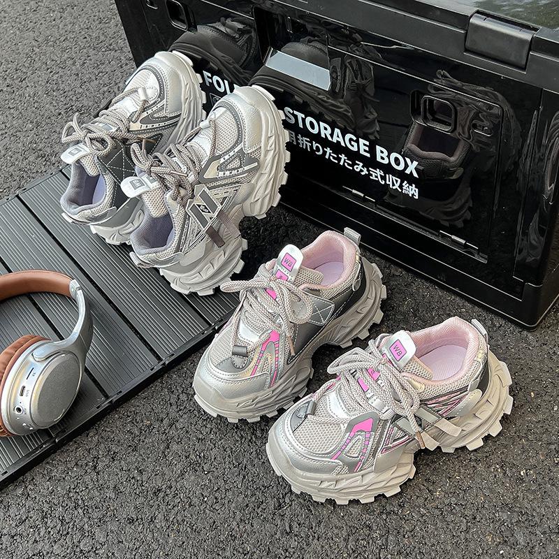 Modne sportowe buty na grubej podeszwie w koreańskim stylu dla dziewcząt i chłopców 2025