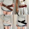 Pu Leather Wide Belt With Gold Buckle For Fashionable Casual Wear