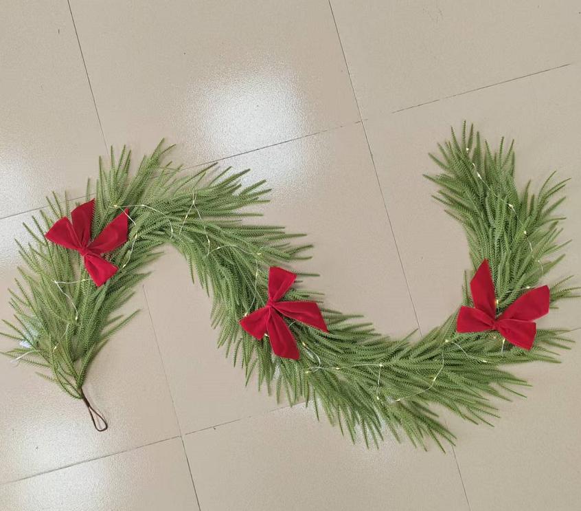 1.8m Christmas Rattan Garland Christmas Tree Accessories LED Lights Green Rattan