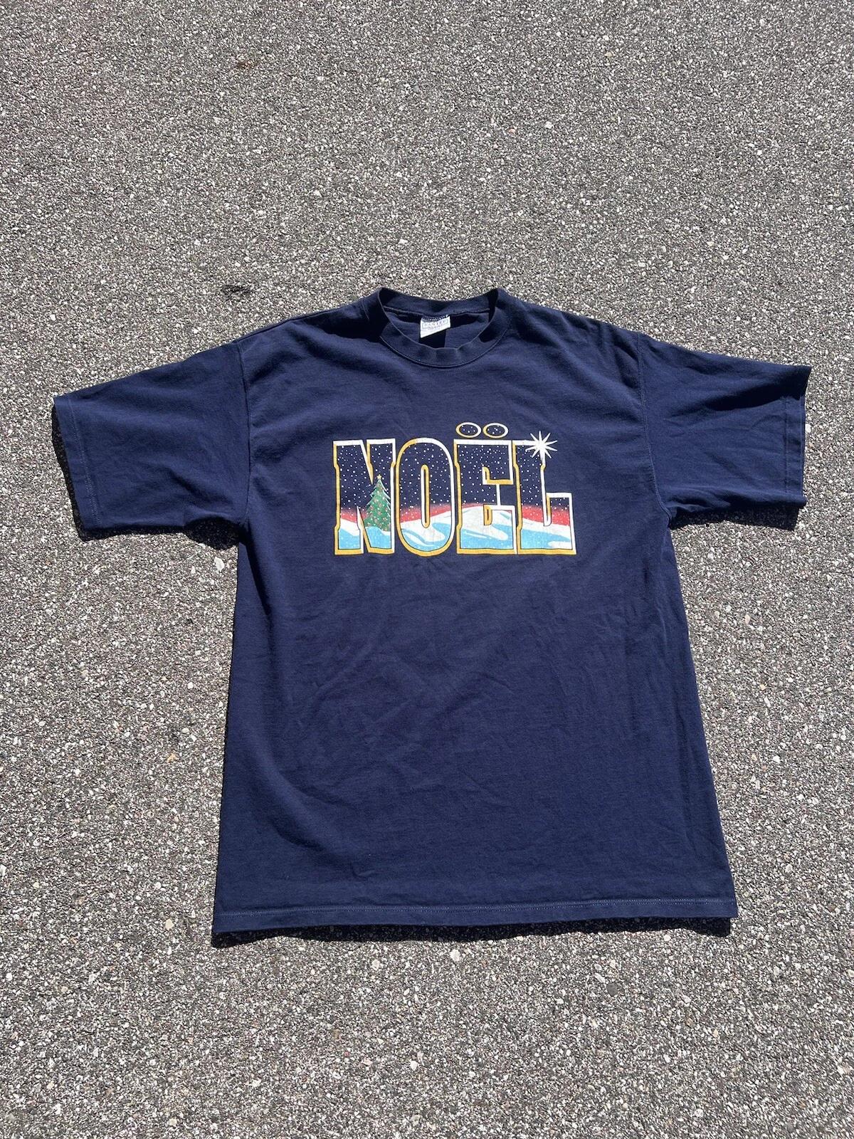 

Vintage 90s Christmas Noel Spell Out Heavyweight Men’s L T-T-Shirt Blue USA Navy M