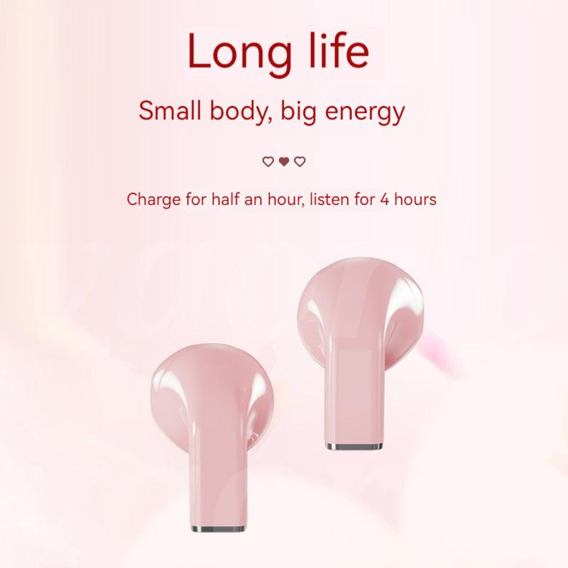 Pink Heart Wireless Earbuds for Girls Cute Small Earphones Hifi Stereo Sound Bluetooth Headsets Touch Control Gaming Handphones