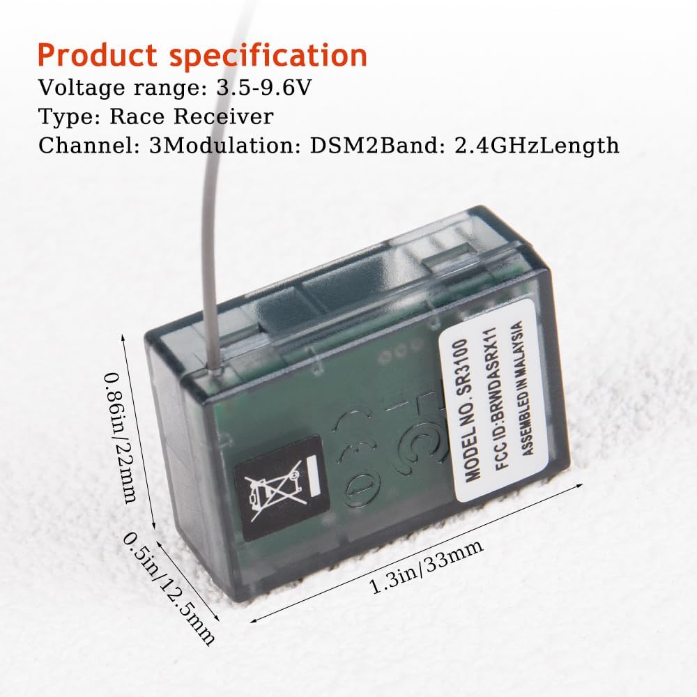 1PCS SR3100 DSM2 Surface Receiver 2.4GHz 3 Channel Modulation for Spektrum DX3R DX2E X3E DX4C Transmitter