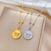 Titanstål Rund Fjäril Minimalistisk Ugn Äkta Guld Halsband Kvinna Nyckelbenskedja Tillbehör