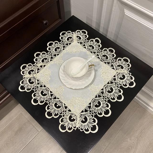 Table Cloth Napkins Table Cover Tablecloth Cup Coffee Mats Placemats Disk Pad Prop Cover Lace Corner Lamp Retro Posing Tea Towel