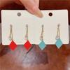 Temperament Silver Needle Geometric Rhombus Tassel Earrings Women, Zircon Water Drop Earrings Earrings
