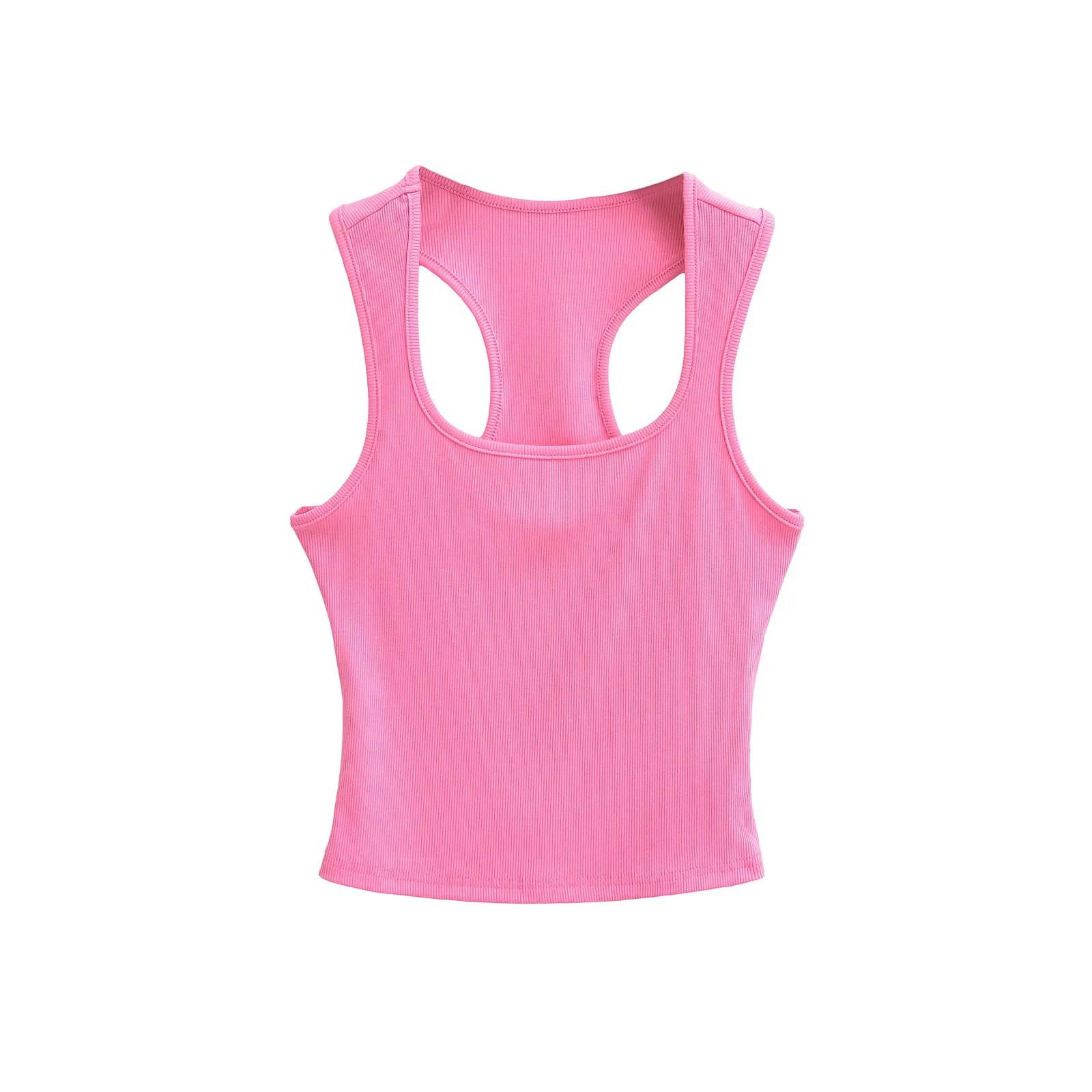 

Острый трендовый топ-майка с квадратным вырезом - Однотонная летняя майка Large розы красного