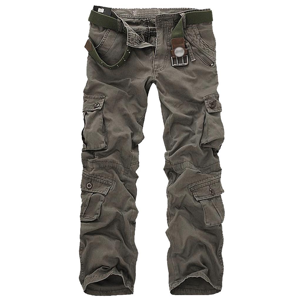 (SU)Herrenmode Casual Baumwolle Multi-Pocket Outdoor Arbeitshose Cargo Lange Hose