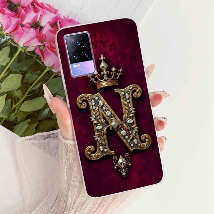 For Vivo V21e V2061 Y73 2021 Case Initial Letter Silicone Protective Soft Back Cover Case For VivoV21e 5G Case V2055 Phone Funda