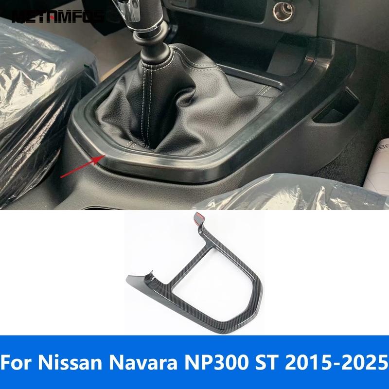 Interior Accessories For Nissan Navara NP300 ST 2015-2024 2025 Carbon Fiber Gear Shift Box Cover Molding Trim Frame Car Styling