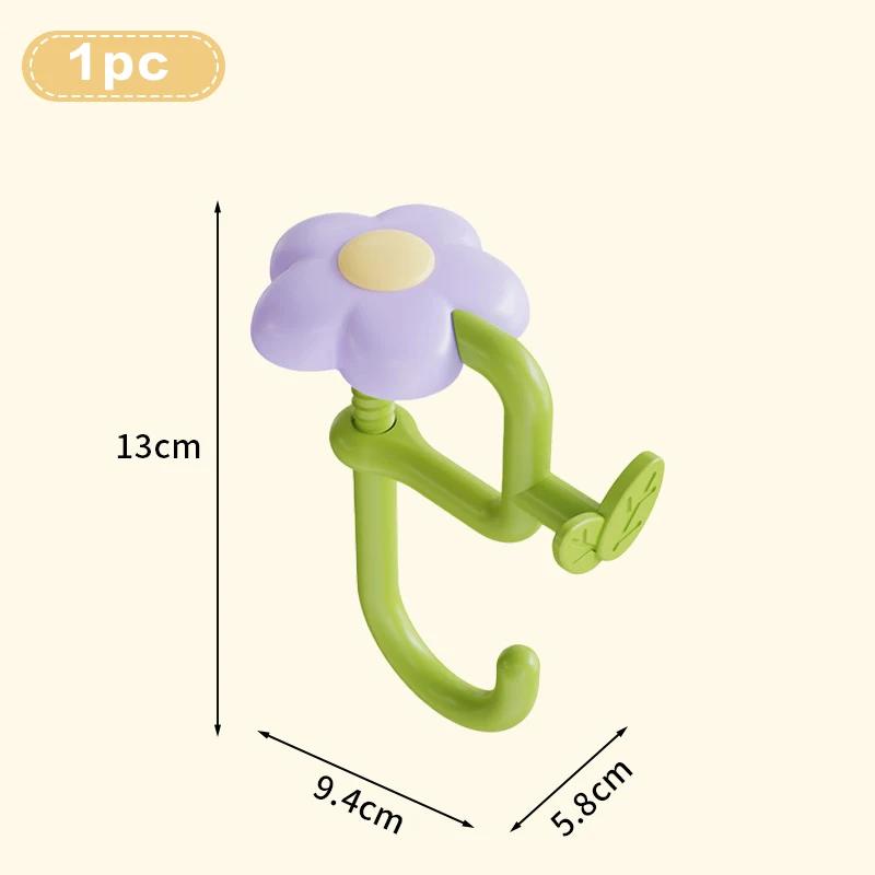 

Крючок для сумки в виде цветка, Настольный вешалка без сверления, Портативный зажим для края стола, Боковой органайзер для студенческого стола в классе фиолетовый