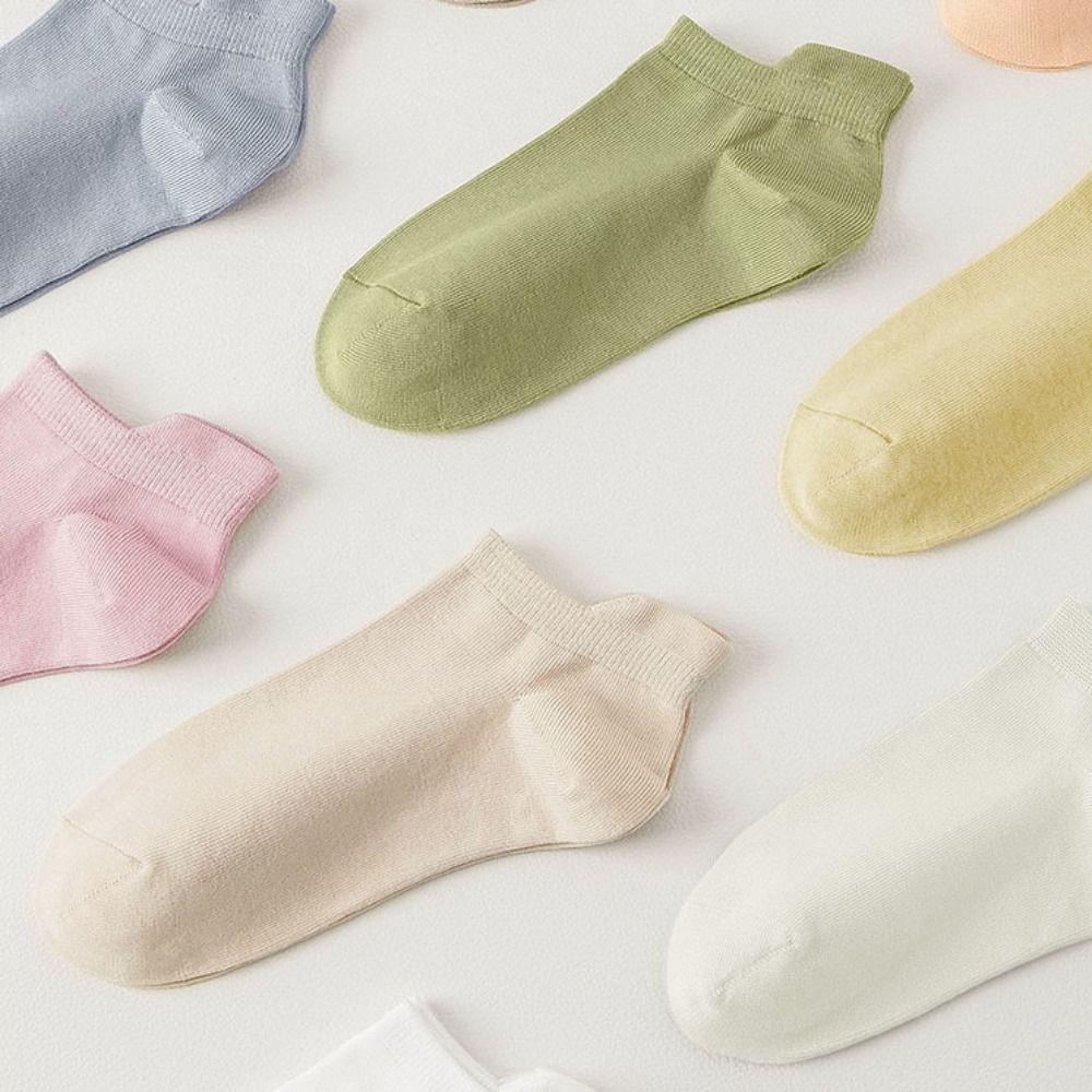 10Pairs Korean Style Invisible Boat Socks Candy Color Ear Lifting Socks Mesh Short Socks  Daily