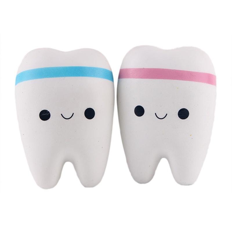 2 Pcs Cute Teeth Soft Squishy Phone Charms Super Slow Rising Ballchain Kid Toy