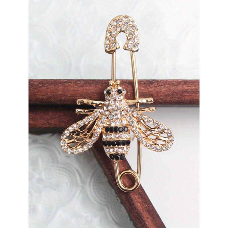 1pc Luxury Full Crystal Gold Color Bee Brooches For Woman Shiny Hollow Bee Brooch Pin For Coat Scraf Fine Jewelry