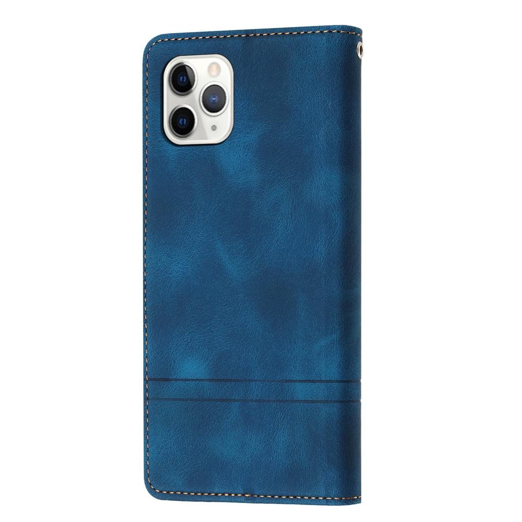 L002 Retro Leather Phone Case for iPhone 11 Pro Lines Imprinted Stand Wallet Anti-fall Cover