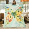 1pc 2D Flat Printing Spring & Summer New Arrival Watercolor Floral Butterfly Pattern Digital Printing Blanket, Throw Blanket, Soft And Comfortable 100