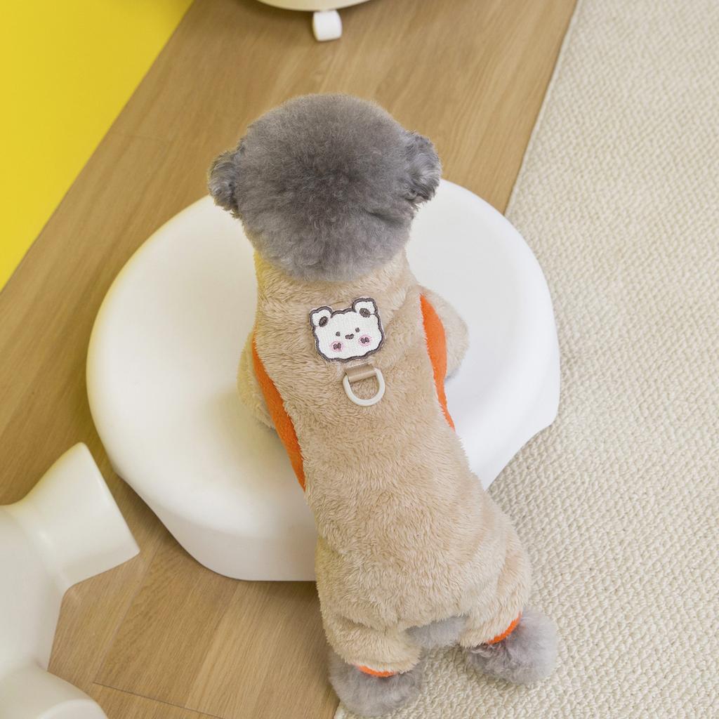 Polar Fleece Four-Legged Dog & Cat Winter Warm Coat with Colorful Stripes Insulated Pet Apparel for Small Breeds Teddy Bichon