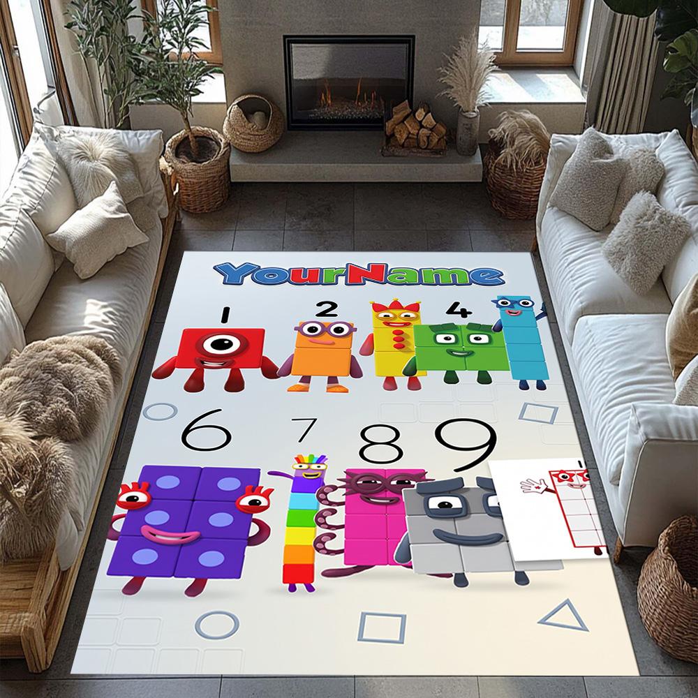Numberblocks Customized Name Area Rug Design for Game Room Balcony Dormitory Study room Antislip Carpet Office home decor Wedding Party Gift