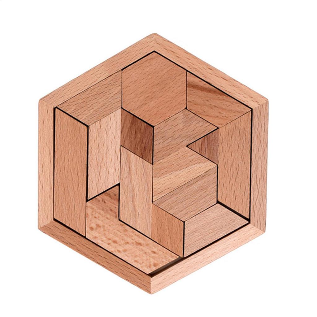 Hexagon Wooden Puzzle Tangram Intelligence Toys For Kids Adults Thinking Training Games Puzzle Infant Rompecabezas De Madera