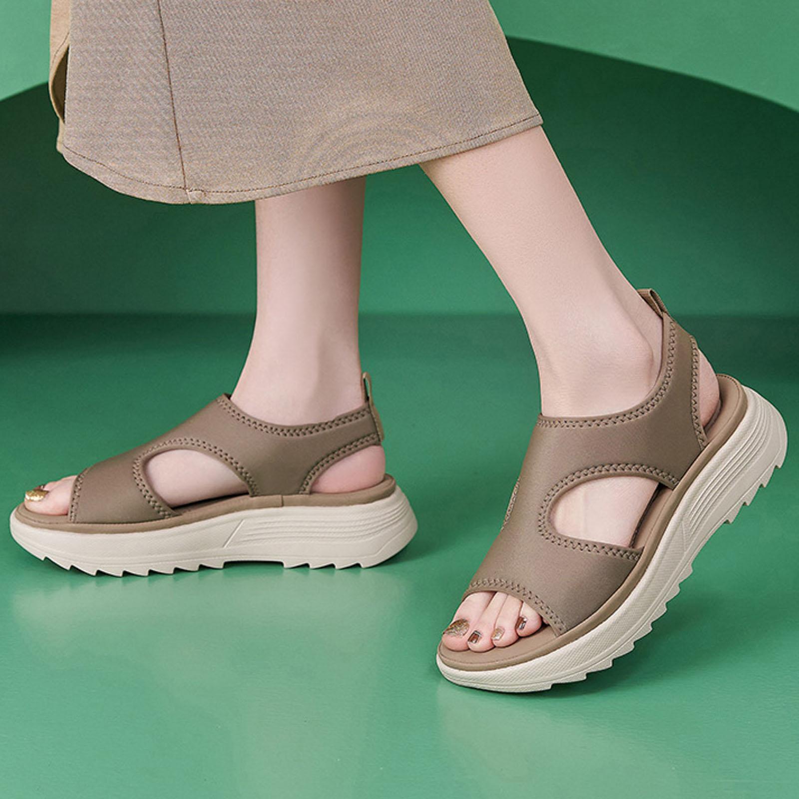 Sports Thick Soled Sandals For Women Lightweight Non Slip Comfortable And Casual Sport Shoe Summer Sandal Shoes For Woman 35 хаки