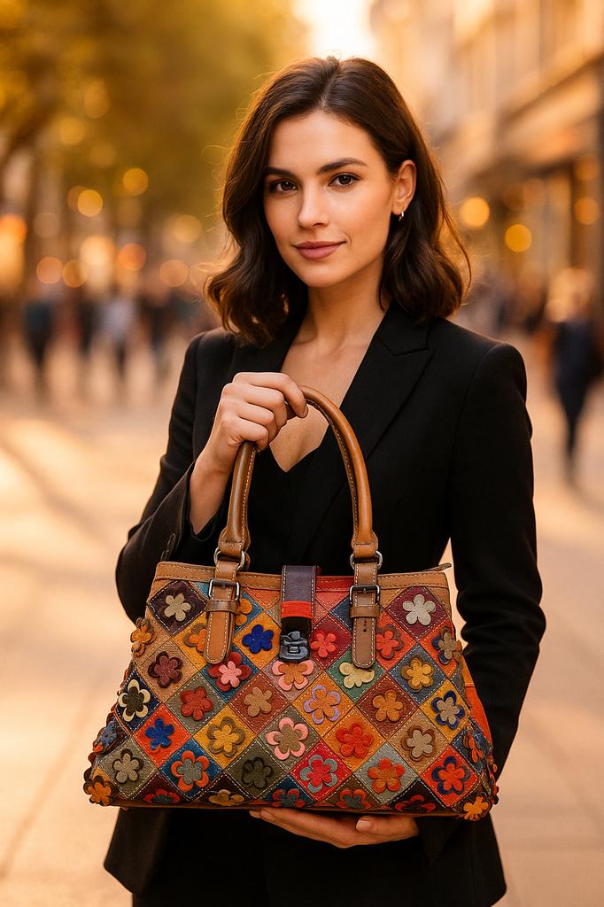 Echtleder Patchwork Tasche mit viel Stauraum