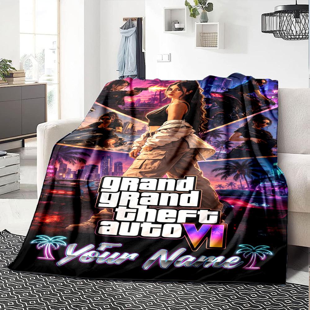 Grand Theft Auto Customize Text Blanket Lightweight Customizable Blanket Warmthful Decor Throw For Home Decor Office Chair Office Chair