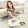 2025 Trendy Striped Women's Slim Fit Short Sleeve T-Shirt - Korean Style Summer Base Layer