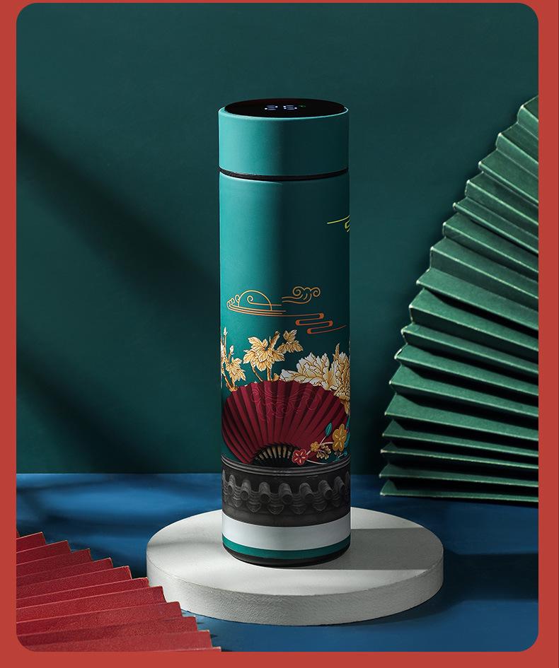 Chinese-Style Smart Insulated Water Cup with Temperature Display, Large Capacity, Customizable Logo, Business Gift